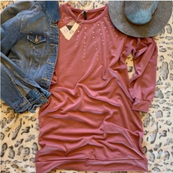 Sweatshirt T-Shirt Knit Dress Size Medium - Picture 4 of 4